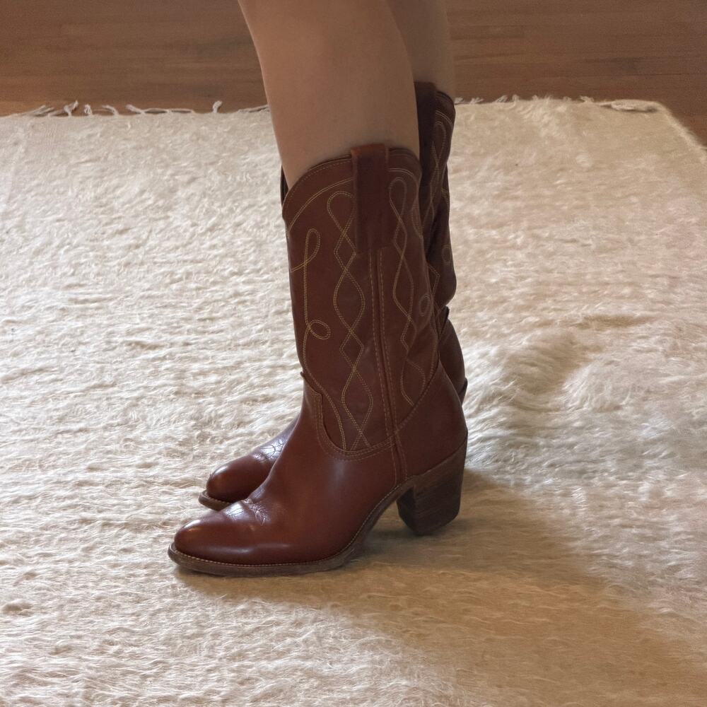 Vintage Frye Brown Leather Western Cowboy Boots Women’s 8 - Picture 7 of 7